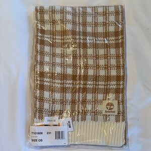 Timberland Tan and Cream Checkered Scarf
